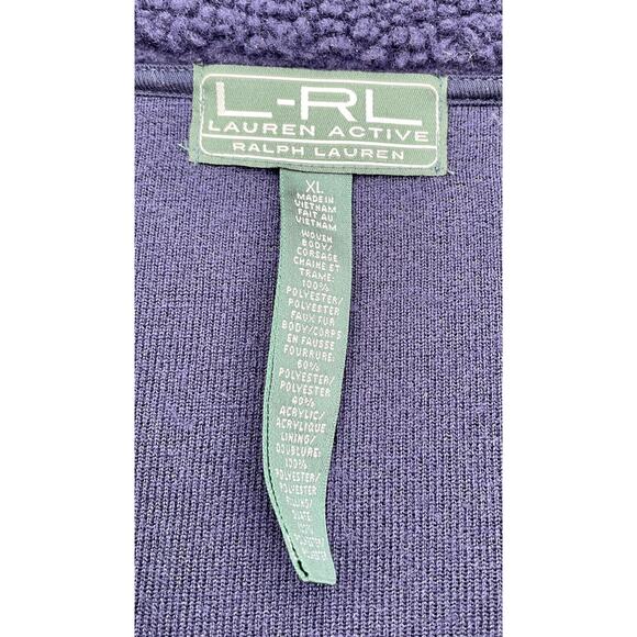 L-RL Ralph Lauren Active Full Zip Fleece Jacket Quilted Women's Blue SZ. XL - Picture 3 of 8